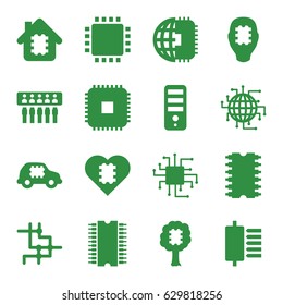 Cpu icons set. set of 16 cpu filled icons such as