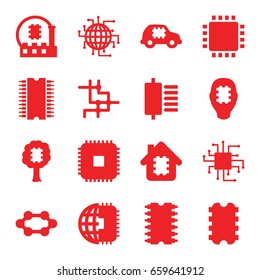 Cpu icons set. set of 16 cpu filled icons such as