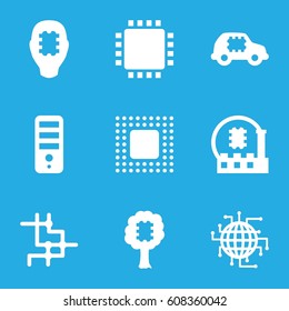 Cpu icons set. set of 9 cpu filled icons