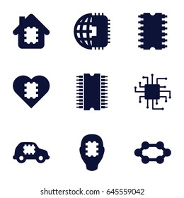 Cpu icons set. set of 9 cpu filled icons such as