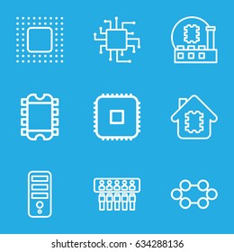 Cpu icons set. set of 9 cpu outline icons such as chip