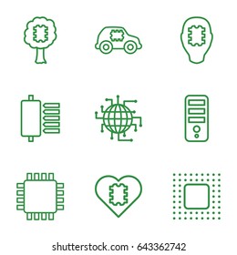 Cpu icons set. set of 9 cpu outline icons such as chip