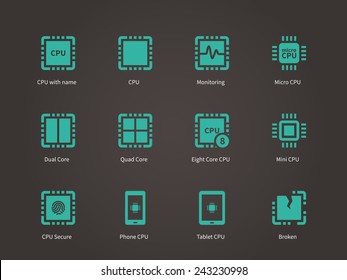 CPU icons set (central processing unit). Vector illustration.