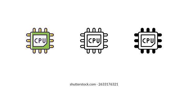 CPU Icons thin line and glyph vector icon stock illustration