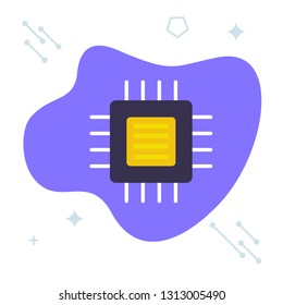 CPU illustration concept. CPU icon in flat design. Processor illustration concept. Microchip vector icon in flat design.