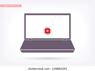 cpu laptop vector icon . Lorem Ipsum Flat Design