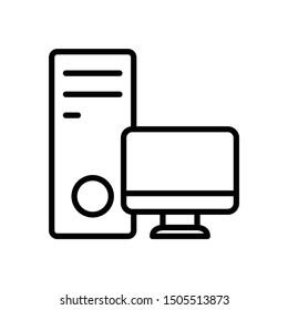 CPU with LCD Monitor Inudstry Essential Equipment Vector Icon