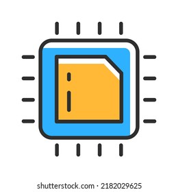 CPU line icon. Computer technology symbol. Vector illustration
