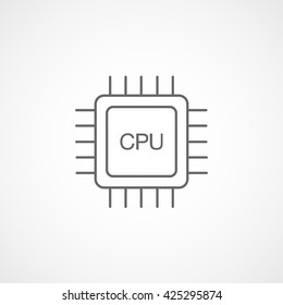 CPU Line Icon On White Background