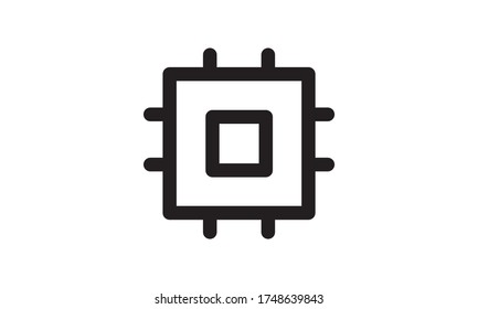 Cpu line icon processor isolated on vector image