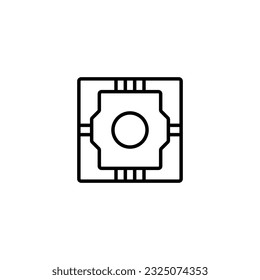 CPU line icon vector design