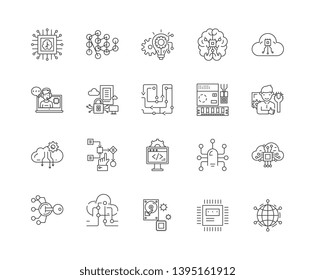 Cpu line icons, signs, vector set, outline illustration concept 
