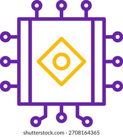 Cpu Line Two Color Vector Icon Design