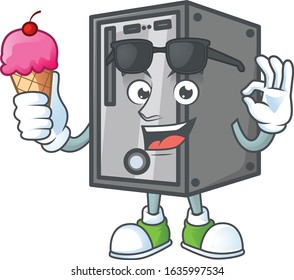CPU mascot cartoon style eating an ice cream