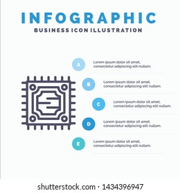 Cpu, Microchip, Processor Line icon with 5 steps presentation infographics Background