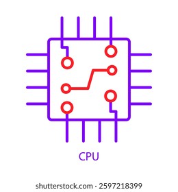 CPU – Microchip Representing AI-Powered Processing Units with Editable Stroke