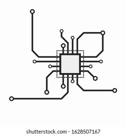 CPU microprocessor flat icon vector illustration. Concept of 2d line icon cpu design.