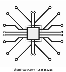 CPU microprocessor flat icon vector illustration. Concept of 2d line icon cpu design.