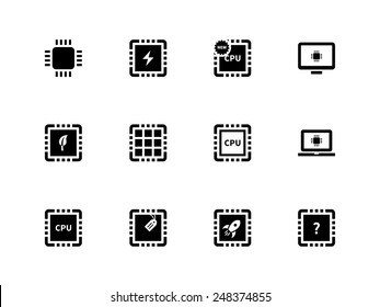CPU and microprocessor icons on white background. Vector illustration.