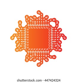 CPU Microprocessor illustration. Orange applique isolated.