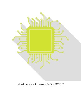 CPU Microprocessor illustration. Pear icon with flat style shadow path.