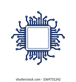 CPU Microprocessor illustration. Vector. Flat style black icon on white.