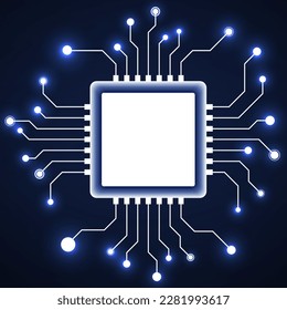 Cpu. Microprocessor isolated on white background. Microchip. Circuit board. Vector illustration. Eps 10