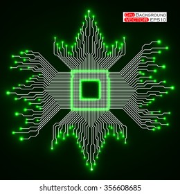 Cpu. Microprocessor. Microchip. Circuit board. Vector illustration. Eps 10