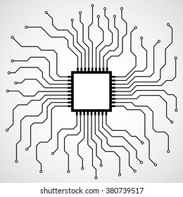 Cpu. Microprocessor. Microchip. Circuit Board. Vector Illustration. Eps 10