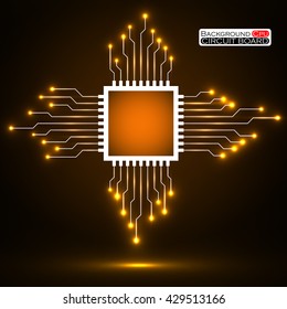 Cpu. Microprocessor. Microchip. Circuit board. Vector illustration. Eps 10