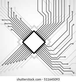 Cpu. Microprocessor. Microchip. Circuit board. Vector illustration. Eps 10