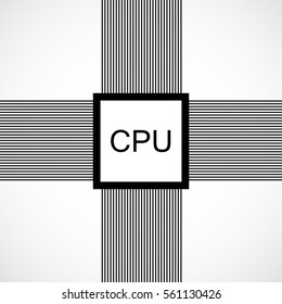 Cpu. Microprocessor. Microchip. Circuit board. Vector illustration. Eps 10