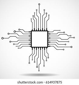 Cpu. Microprocessor. Microchip. Circuit Board. Vector Illustration. Eps 10