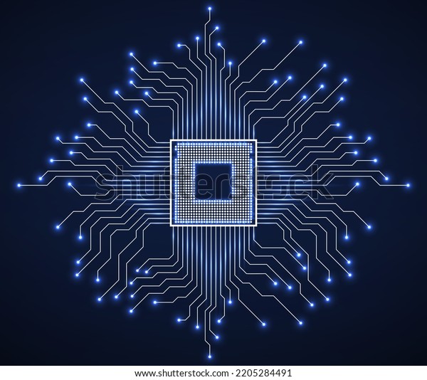 Cpu Microprocessor Microchip Circuit Board Vector Stock Vector (Royalty ...
