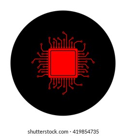 CPU Microprocessor. Red vector icon