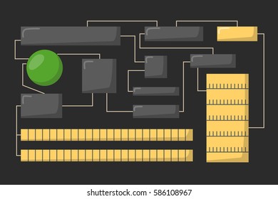 CPU microprocessors isolated microchip hardware component equipment and integrated connection communication memory internet technology vector illustration.