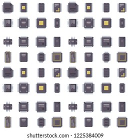 CPU microprocessors microchip vector illustration hardware pattern background component equipment.