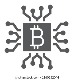 CPU mining glyph icon, money and finance, processor sign, vector graphics, a solid pattern on a white background, eps 10.