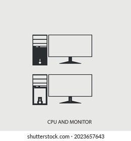 Cpu and monitor vector icon illustration sign for web and design