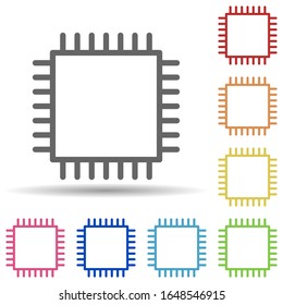 Cpu in multi color style icon. Simple thin line, outline vector of science icons for ui and ux, website or mobile application