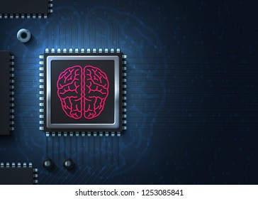 CPU new processor. Virtual reality. Cyber mind. Modern illustration. Cyberpunk technology future. Vector