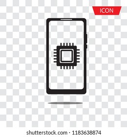 cpu on smartphone icon vector isolated on white background.