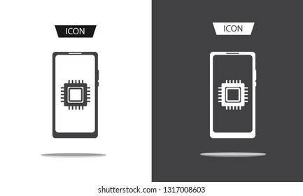 cpu on smartphone icon vector isolated on white background.
