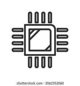 CPU outline icon, electronic and computer operation processing