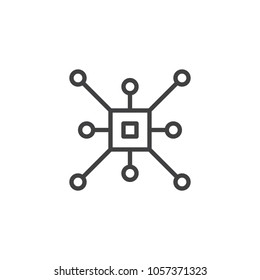 CPU outline icon. linear style sign for mobile concept and web design. Processor chip line vector icon. Symbol, logo illustration. Pixel perfect vector graphics