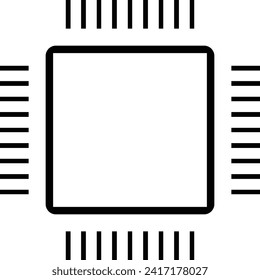 CPU Outline Icon. Processor Line Art Logo. Vector Illustration. Isolated on White Background. Editable Stroke