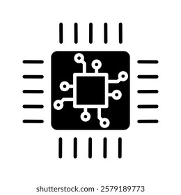 CPU Outline Icon. Processor Line Art Logo. Vector Illustration. Isolated on White Background. Editable Stroke