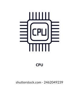 cpu outline icon.  Thin line icon from artificial intellegence and future technology collection. Editable vector isolated on white background