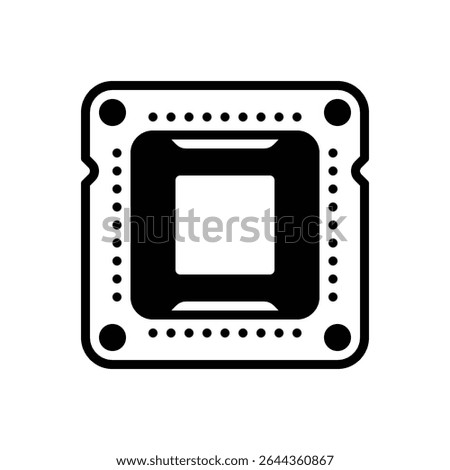 CPU. Outlined stroke vector icon with black-filled details.