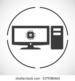 cpu or pc vector icon illustration.